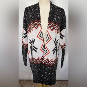 NEW w/Tags Love By Design Black, White, and Orange Geometric Cardigan Size XL